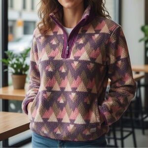 Simply Southern Fleece 1/4 Zip. Multicolored and Aztec Patterned